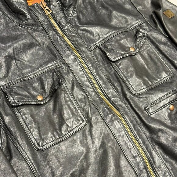 Hugo Boss Lamb Leather Jacket Motorcycle GR-Joetze Black Small - Picture 6 of 16